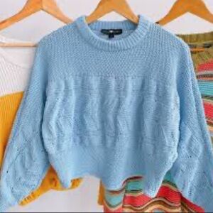 DEREK HEART Knit Crop Super Soft Cable Knit Bat Wing Sleeves Sweater